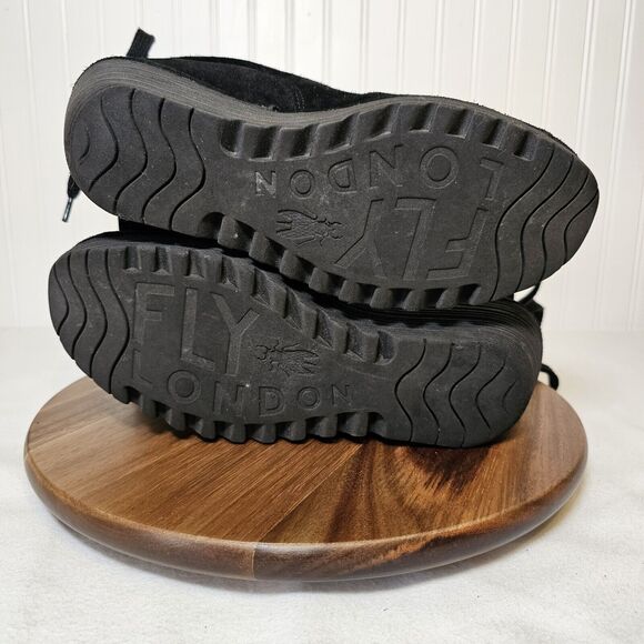 FLY London Yama Suede Wedge Ankle Boots Black Size 39 Tie back closure booties - Picture 7 of 7